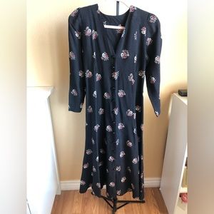 Vintage Polka-Dot & Flower Print. S/M Midi/Maxi